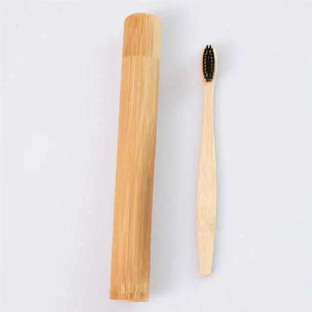 Travel Bamboo Toothbrush Tube Holder Soft Bristle Bamboo Toothbrush, Manual Toothbrushes With Extra Soft Bristles